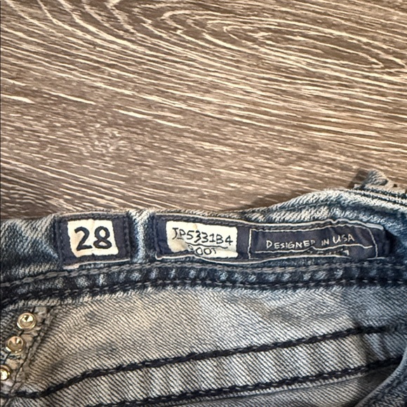 Miss Me Light Blue Flare Jeans with Wing Embellishments - Picture 2 of 4